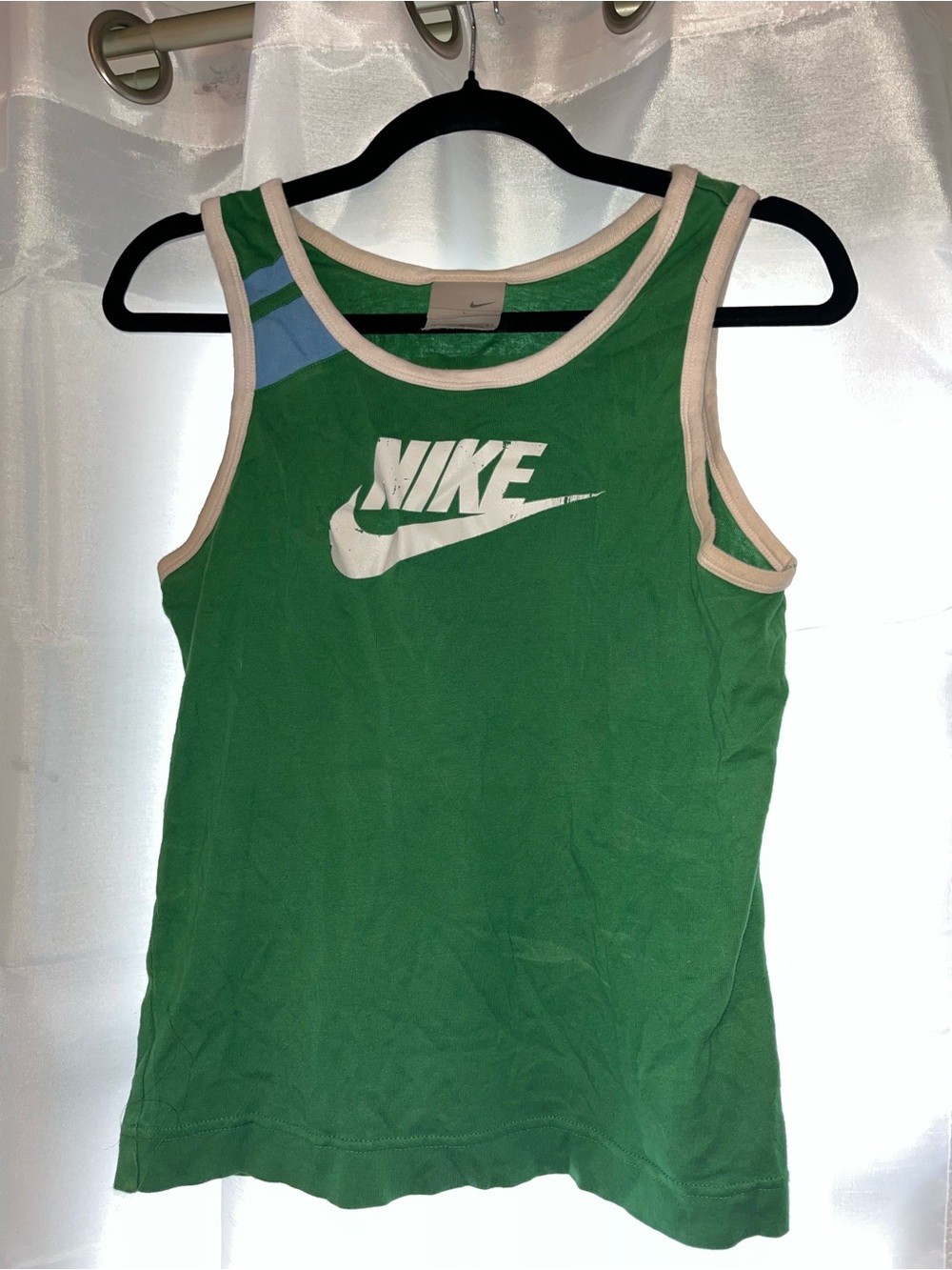 Nike Green Tank Top with White Logo and Cream Trim